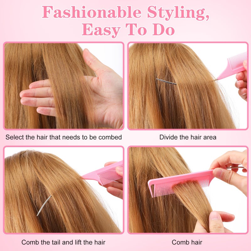 MBAIYO 6 Pcs Rat Tail Combs,C Curved Parting Rat Combs for Hair Styling Tools Hair Styling Parting Brushes Women Barbers - Image 3